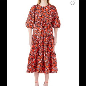 New Kate Spade Butterfly Spring Flight Belted Tiered Dress Medium
